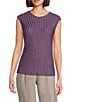 Calvin Klein Textured Knit Crew Neck Cap Sleeve Top - Image 1