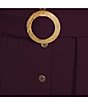 Color:Aubergine - Image 3 - Tulip Short Sleeve Button Front Point Collar Belted A-Line Midi Shirt Dress