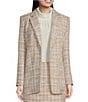 Color:Cream Multi - Image 1 - Tweed Notch Lapel Collared Pocketed One Button Coordinating Blazer