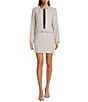 Calvin Klein Tweed Round Neck Open Front Jacket, Color:Hydrangea Multi - Image 3