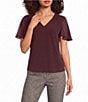 Calvin Klein V-Neck Flutter Sleeve Blouse - Image 1