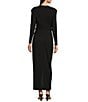 Color:Black - Image 2 - V-Neck Long Sleeve Ruched Waist Maxi Dress