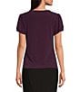 Calvin Klein V-Neck Short Flutter Sleeve Top, Color:Aubergine - Image 2