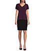 Calvin Klein V-Neck Short Flutter Sleeve Top, Color:Aubergine - Image 3