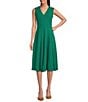 Calvin Klein V-Neck Sleeveless Scuba Crepe Fit And Flare Dress, Color:Meadow - Image 1