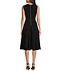 Color:Black - Image 2 - V-Neck Sleeveless Scuba Crepe Fit-And-Flare Dress