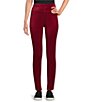 Color:Cranberry - Image 1 - Velour High Waisted Ankle Length Pull-On Leggings