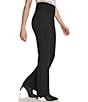Color:Black - Image 3 - Wide Waistband Flared Leg Pull-On Pants