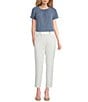 Calvin Klein Windowpane Twill Peak Lapel Long Sleeve Double Breasted Jacket & Luxe Slim Fit Straight Leg Ankle Pants - Image 2