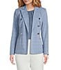 Calvin Klein Windowpane Twill Peak Lapel Long Sleeve Double Breasted Jacket, Color:Flint/Cream - Image 1