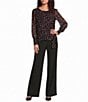Calvin Klein Woven Chiffon Pooka Dot Crew Keck Long Sleeve Blouse - Image 3