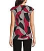 Calvin Klein Woven Georgette Abstract Print Cowl Neck Cap Sleeve Pullover Blouse - Image 2
