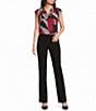 Calvin Klein Woven Georgette Abstract Print Cowl Neck Cap Sleeve Pullover Blouse - Image 3