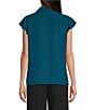 Calvin Klein Woven Georgette Point Collar Cap Sleeve Ruffle Front Blouse - Image 2