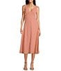 Color:Desert Rose - Image 1 - Woven Jacquard Sleeveless V-Neck A-Line Midi Dress