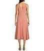 Color:Desert Rose - Image 2 - Woven Jacquard Sleeveless V-Neck A-Line Midi Dress
