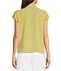 Color:Pear - Image 2 - Woven Ruffle Cap Sleeve Tie Neck Blouse