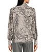 Color:Black/Ash - Image 2 - Woven Snake Print Point Collar Long Sleeve Button-Front Shirt