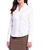 Color:White - Image 1 - Wrinkle-Free Pinpoint Oxford Blouse