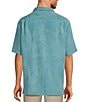 Color:Aqua - Image 2 - Big & Tall Bird of Paradise Textured Jacquard Short Sleeve Woven Shirt