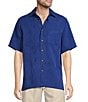 Caribbean Big & Tall Bird of Paradise Textured Short Sleeve Woven Shirt, Color:Blue - Image 1