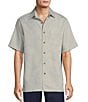 Caribbean Big & Tall Bird of Paradise Textured Short Sleeve Woven Shirt, Color:Grey - Image 1