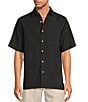 Caribbean Big & Tall Bird of Paradise Textured Short Sleeve Woven Shirt, Color:Black - Image 1