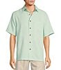 Caribbean Big & Tall Bird of Paradise Textured Short Sleeve Woven Shirt, Color:Light Aqua - Image 1