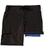 Caribbean Big & Tall Coastal Cargo 8#double; Inseam Solid Swim Trunks, Color:Black - Image 4