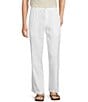 Caribbean Big & Tall Flat Front Fancy Linen Pants, Color:White - Image 1