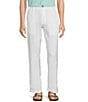 Color:White - Image 1 - Big & Tall Flat Front Linen Woven Pants