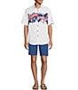 Color:White - Image 3 - Big & Tall Floral Chest Printed Short Sleeve Woven Shirt