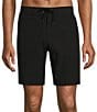 Color:Black - Image 1 - Big & Tall Half Elastic Solid Cargo 9#double; and 11#double; Inseam Swim Trunks