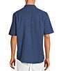 Color:Dark Blue - Image 2 - Big & Tall Palm Paradise Short Sleeve Woven Jacquard Shirt