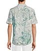 Color:White - Image 2 - Big & Tall Short Sleeve Tropical Print Linen Blend Woven Shirt