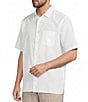 Caribbean Big & Tall Solid Short Sleeve Linen Blend Woven Shirt - Image 1