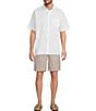 Caribbean Big & Tall Solid Short Sleeve Linen Blend Woven Shirt - Image 3
