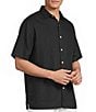 Caribbean Big & Tall Solid Short Sleeve Linen Blend Woven Shirt - Image 5
