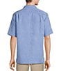 Color:Blue - Image 2 - Bird of Paradise Textured Jacquard Short Sleeve Woven Shirt