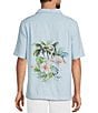 Caribbean Dobby Print Short Sleeve Woven Camp Shirt - Image 1