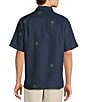 Color:Navy - Image 2 - Embroidered Navy Short Sleeve Woven Shirt