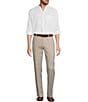 Caribbean Classic Fit Flat Front Fancy Linen Pants, Color:Natural - Image 3