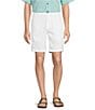 Color:White - Image 1 - Flat Front Linen Blend Poly 9#double; Inseam Shorts
