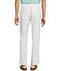Color:White - Image 2 - Flat Front Linen Woven Pants