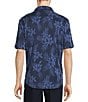 Color:Navy - Image 2 - Floral Poly Modal Short Sleeve Shirt