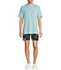 Caribbean Isle Breeze Flat Front Palm Print Performance Stretch 7#double; Inseam Shorts, Color:Black - Image 3