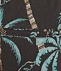 Caribbean Isle Breeze Flat Front Palm Print Performance Stretch 7#double; Inseam Shorts, Color:Black - Image 4