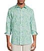Caribbean Leaf Print Long Sleeve Woven Shirt - Image 1