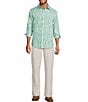Caribbean Leaf Print Long Sleeve Woven Shirt - Image 3