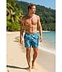 Caribbean Palm Grid 6#double; Inseam Swim Trunks - Image 6